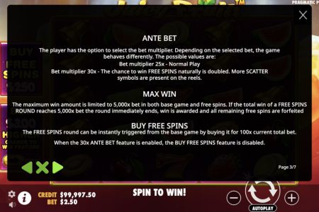 Ante Bet and Max Win and Buy Feature